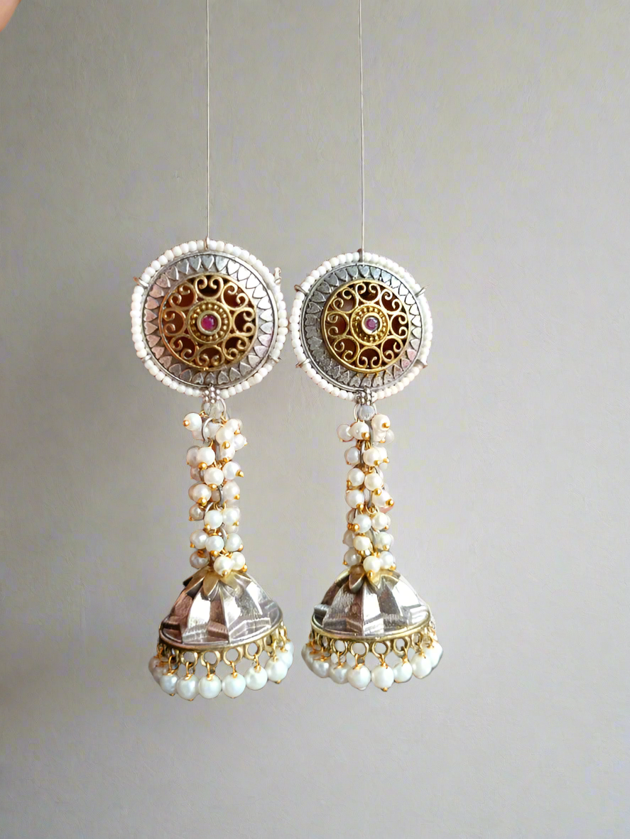 Dual Tone Pearl Jhumka