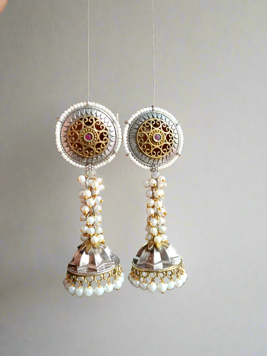 Dual Tone Pearl Jhumka