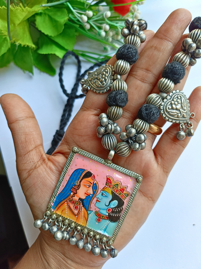 Hand Painted Radha Krishna Pendant