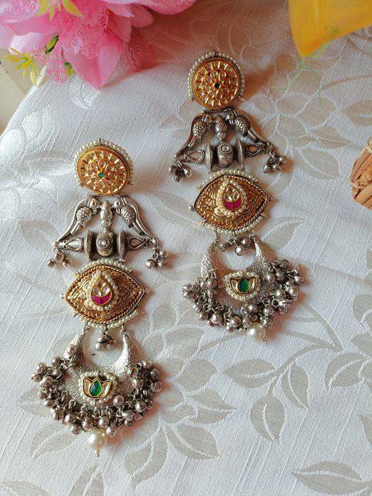 Designer Embossed Dual Tone Ethnic earrings