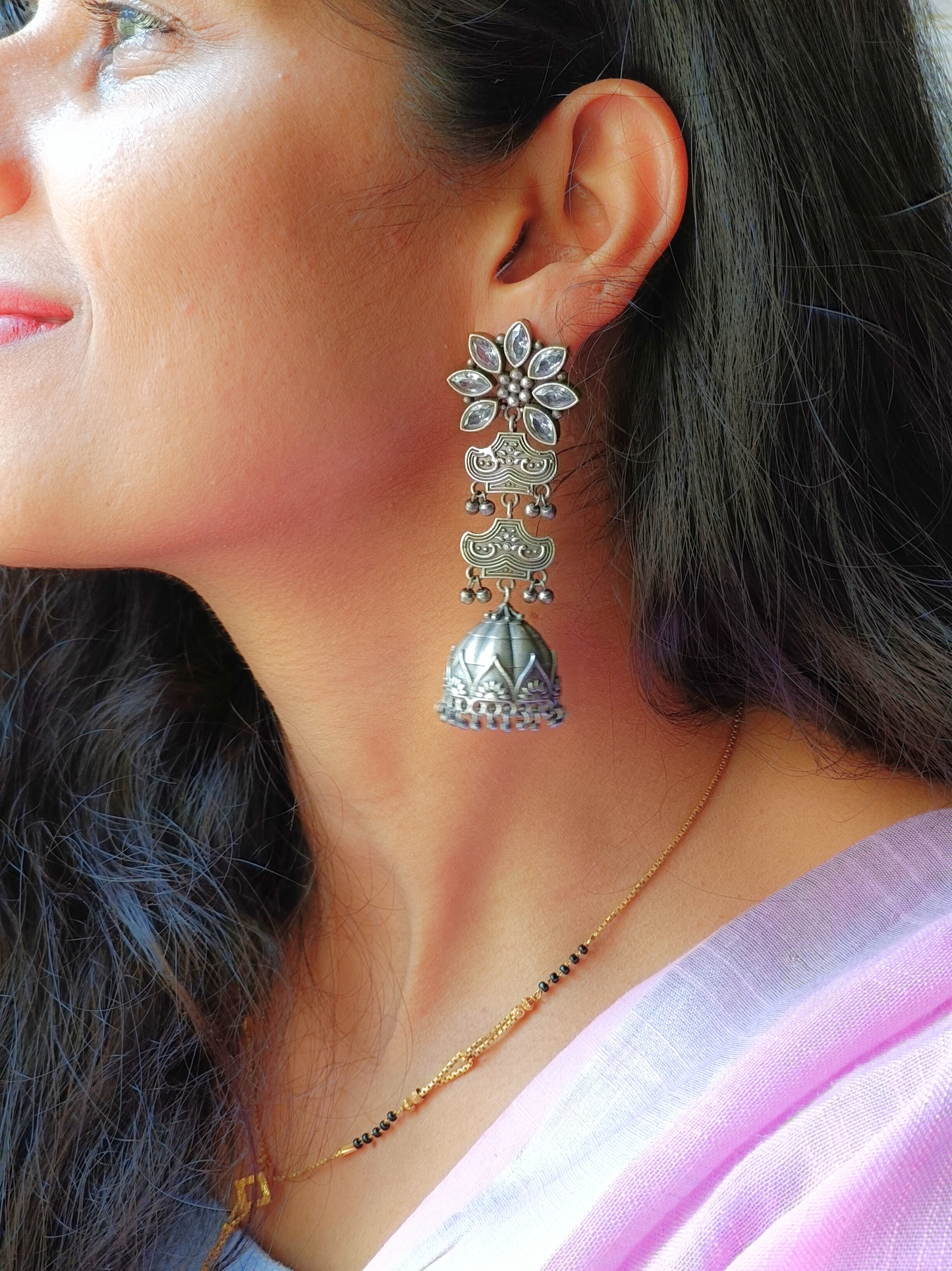 Widisha Oxidised Jhumka Earrings