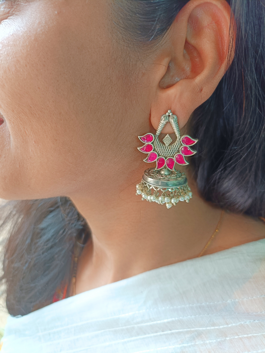 Lotus Kundan Statement Earrings