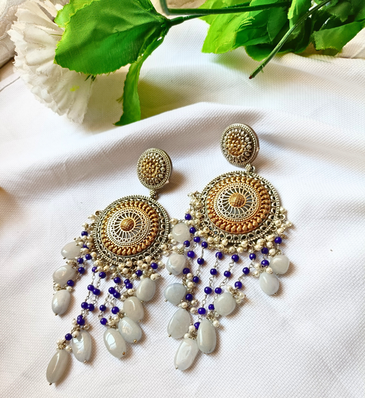 Mannara Oxidised Chandbali Earrings