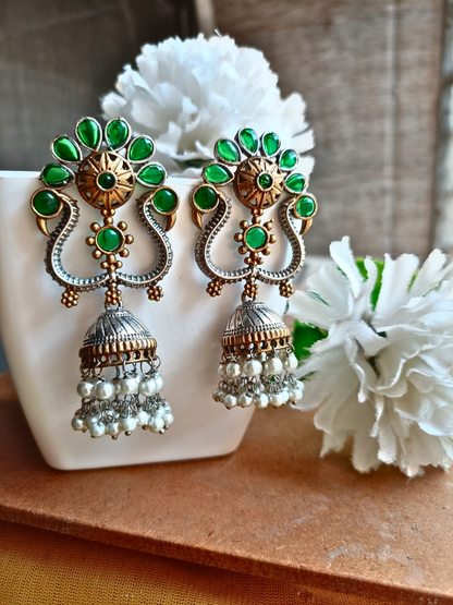 Hira Dual Tone Jhumka Earrings