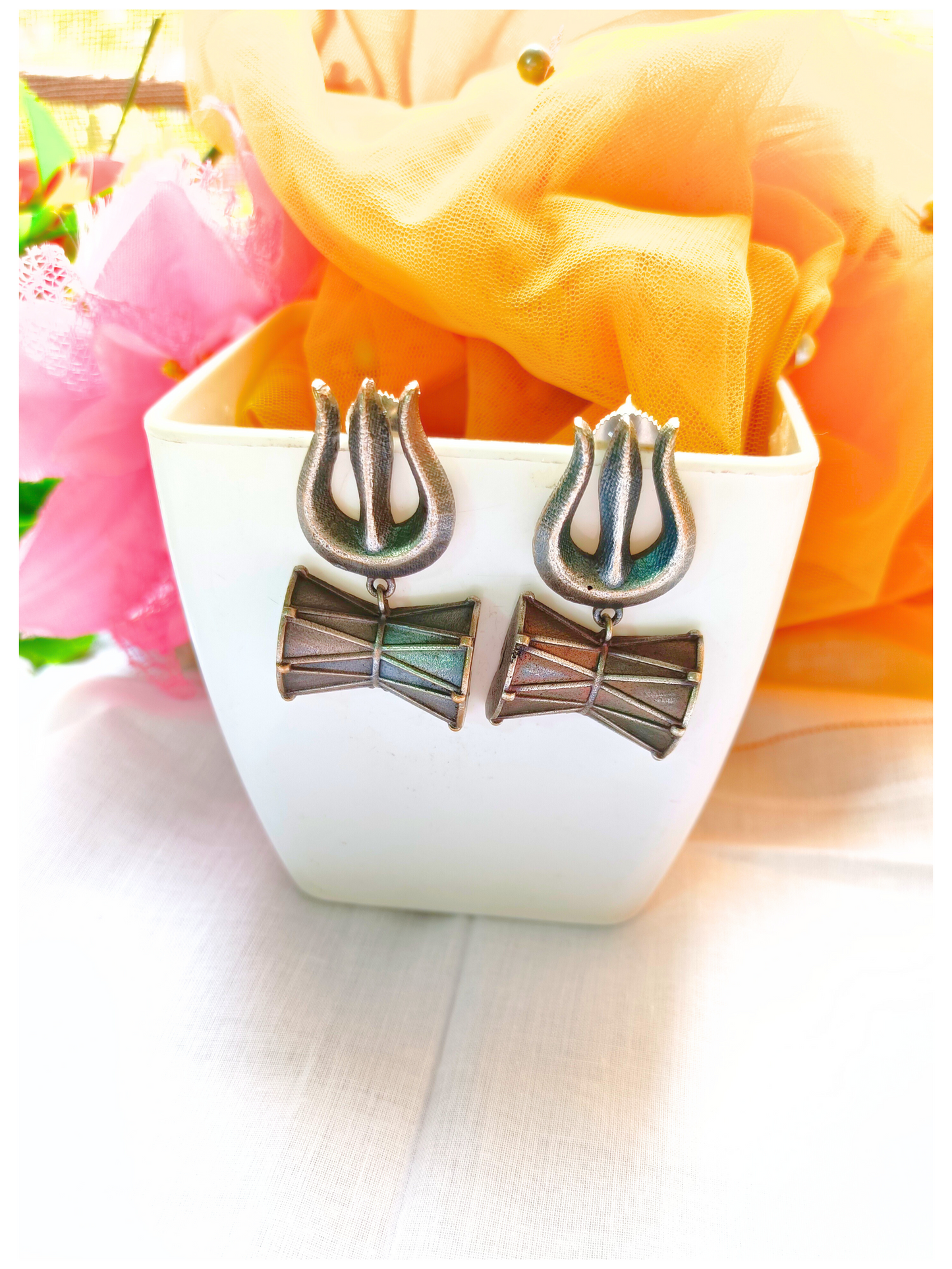 Trishul Oxidised Earrings