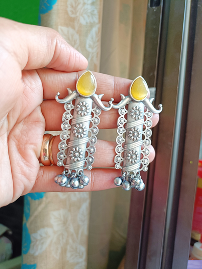 Triti Yellow Oxidised Earrings