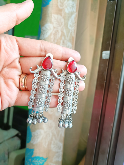 Triti Marun Oxidised Earrings