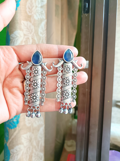 Triti Blue Oxidised Earrings