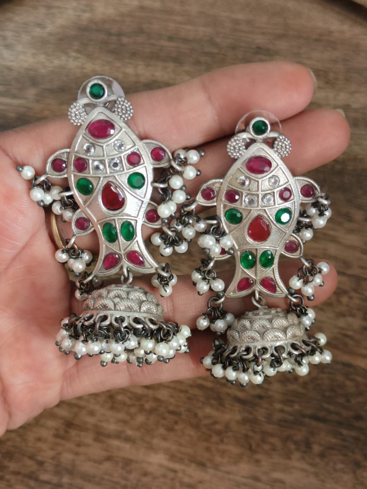 Fish Oxidised Jhumka