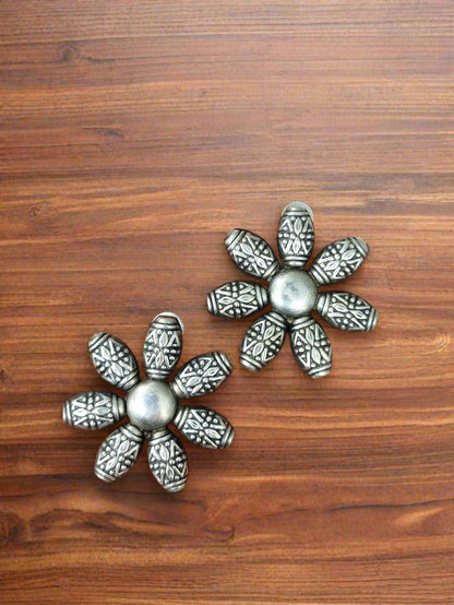Vintage Floral Oxidised Studs