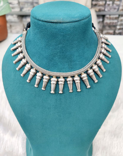 Antique Silver Toned Choker Necklace