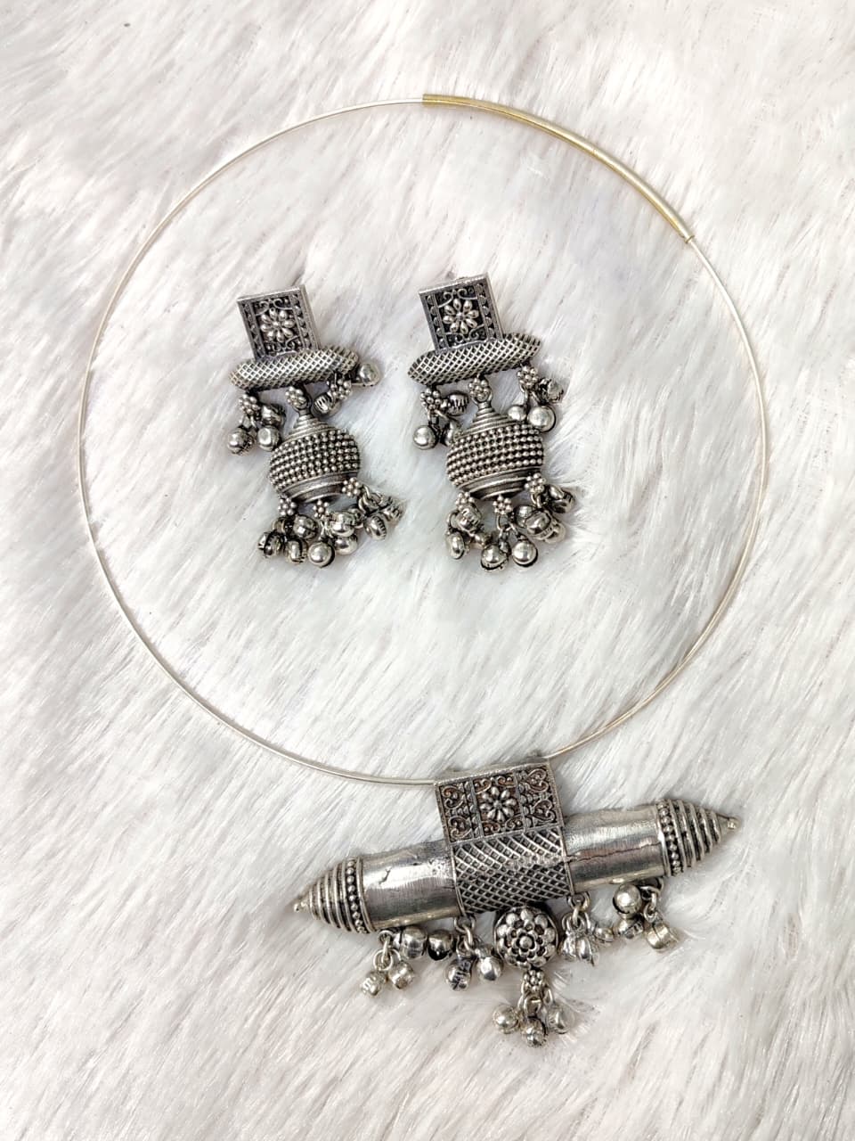 Oxidised Tribal Hasli Set