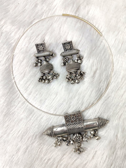 Oxidised Tribal Hasli Set