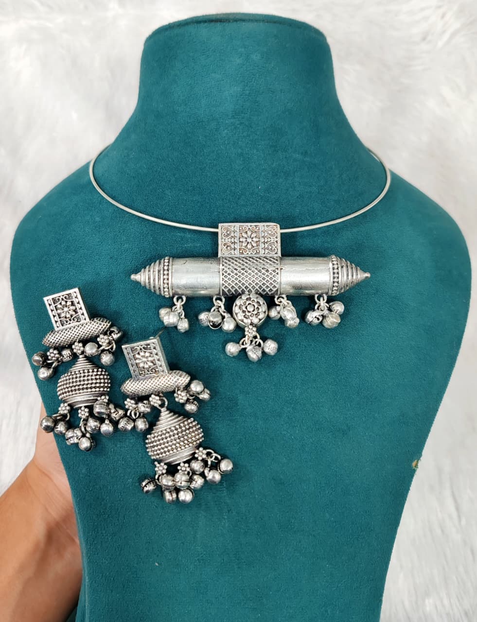 Oxidised Tribal Hasli Set