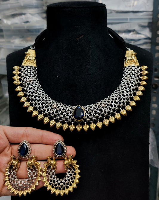 Royal Oxidized Nandi Necklace Set