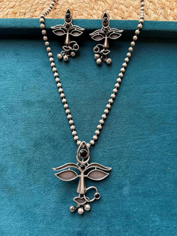 Maa Durga Oxidized Pendant Set