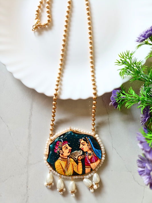 Royal Rajasthani Couple Tanjore Pendant