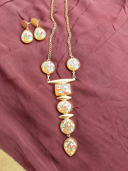 Elegant Handcrafted Enamel Pendant Set