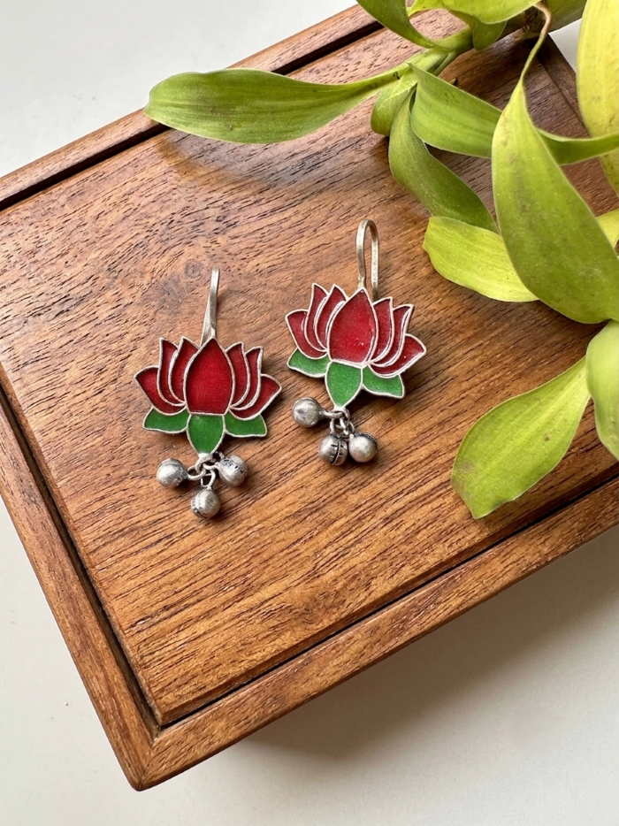 Lotus Bloom Oxidised Earrings