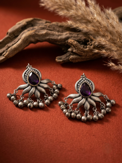 oxidised stone earrings