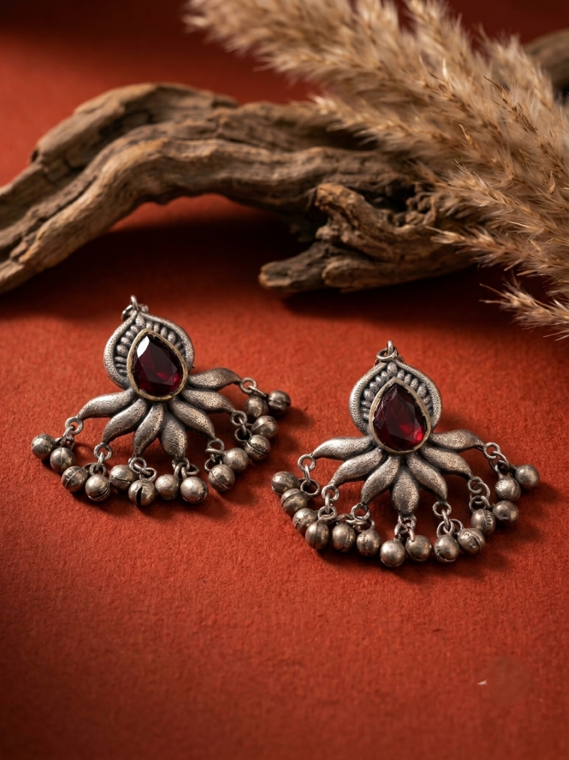 oxidised stone earrings