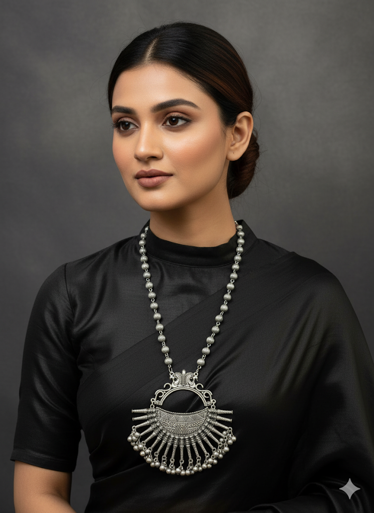 Pritha Oxidised Pendant Set