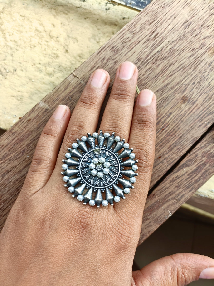 Purva Oxidised Finger Ring