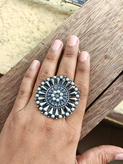 Purva Oxidised Finger Ring