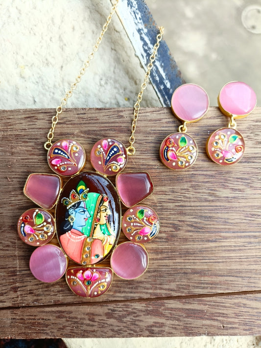 Radhe krishna Tanjore Pendant Set