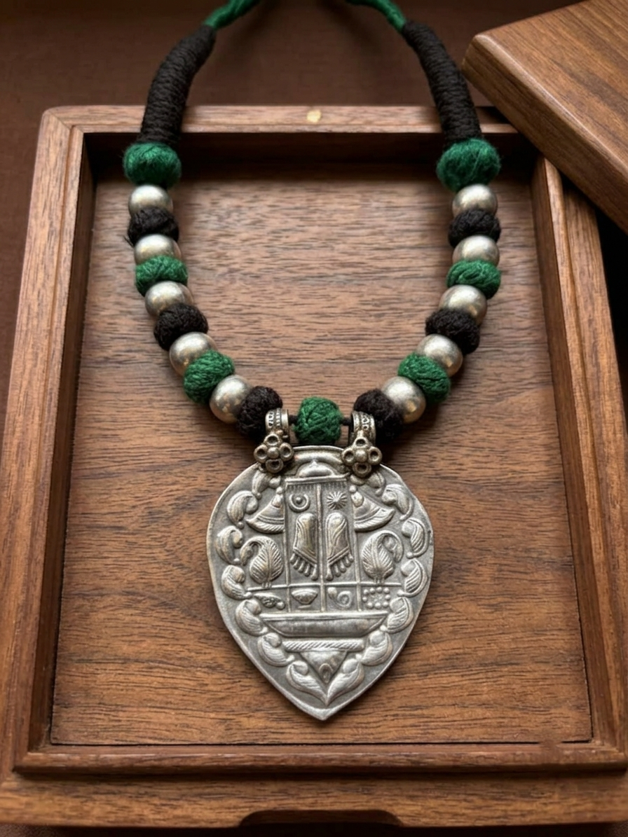 Green-Black Designer Thread Necklace