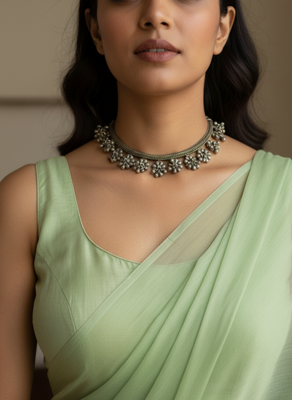 silver oxidised necklace