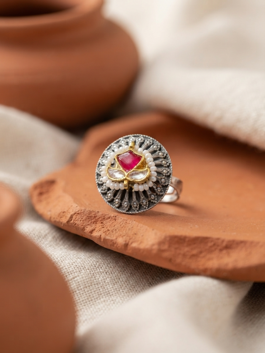 Lotus Kundan ring