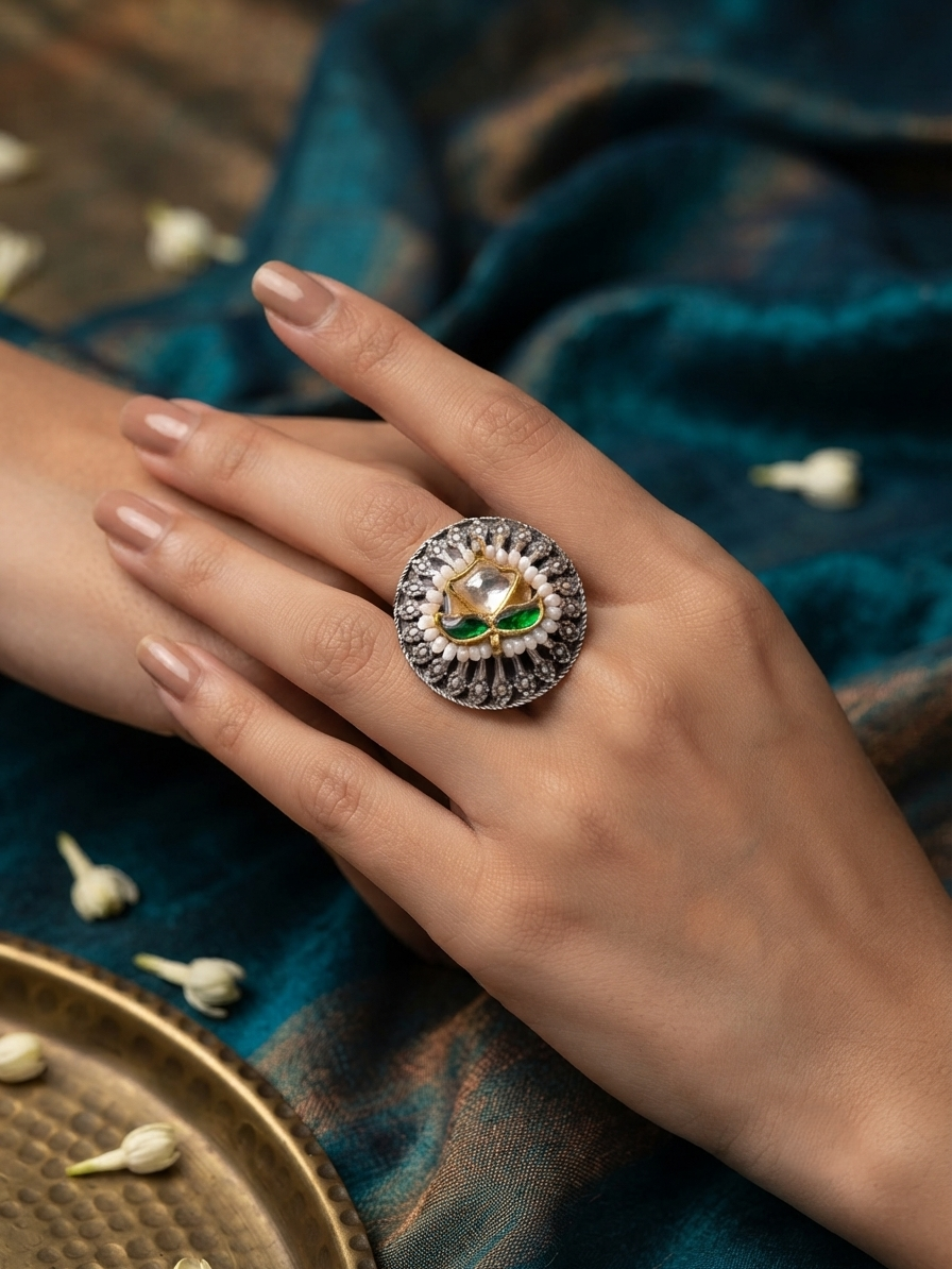 Lotus Kundan ring