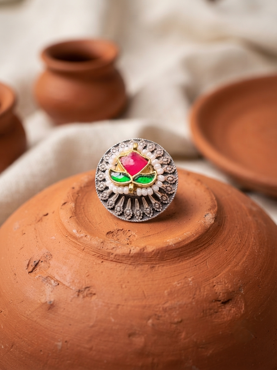 Lotus Kundan ring