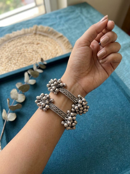 Oxidized Silver Ghungroo Kada