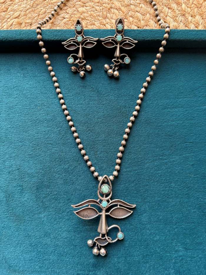 Maa Durga Oxidized Pendant Set