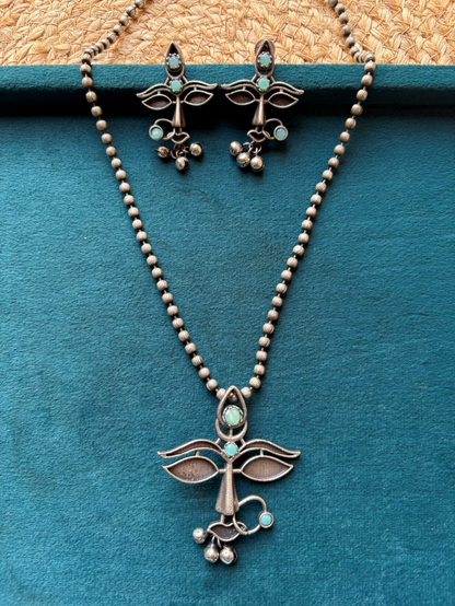 Maa Durga Oxidized Pendant Set