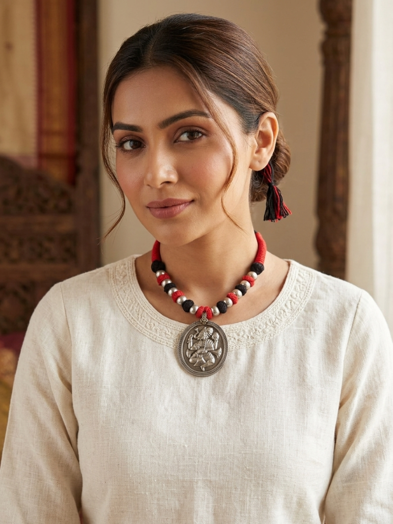 Ganesha Pendant Thread Necklace