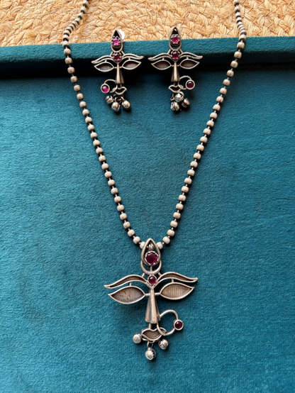 Maa Durga Oxidized Pendant Set