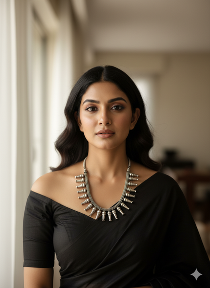 Antique Silver Toned Choker Necklace