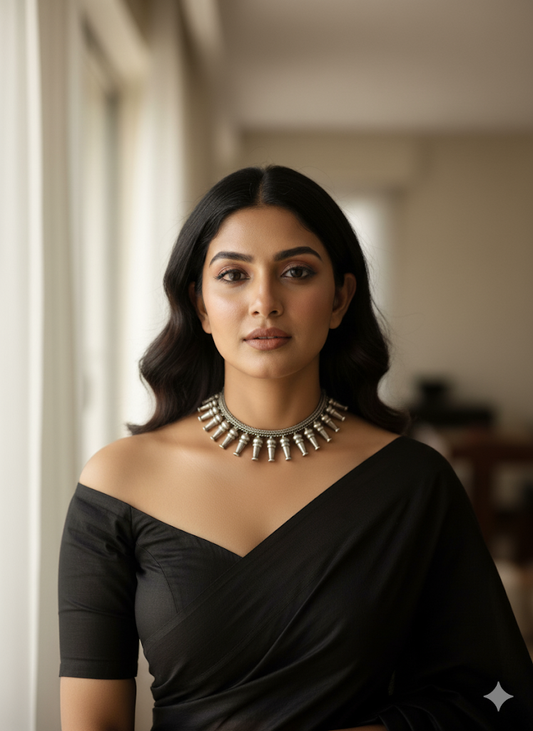 Antique Silver Toned Choker Necklace