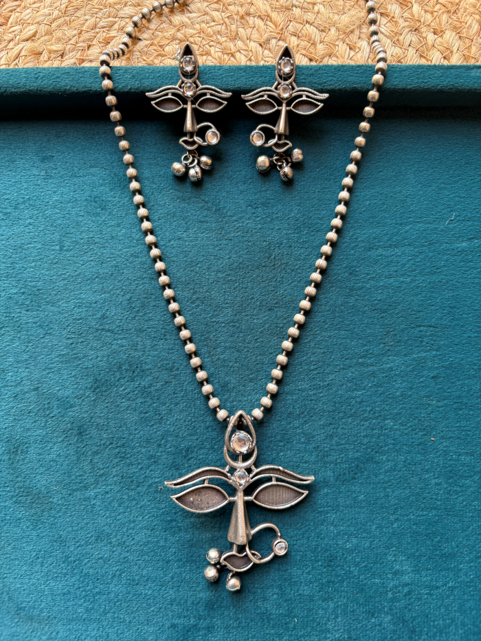 Maa Durga Oxidized Pendant Set